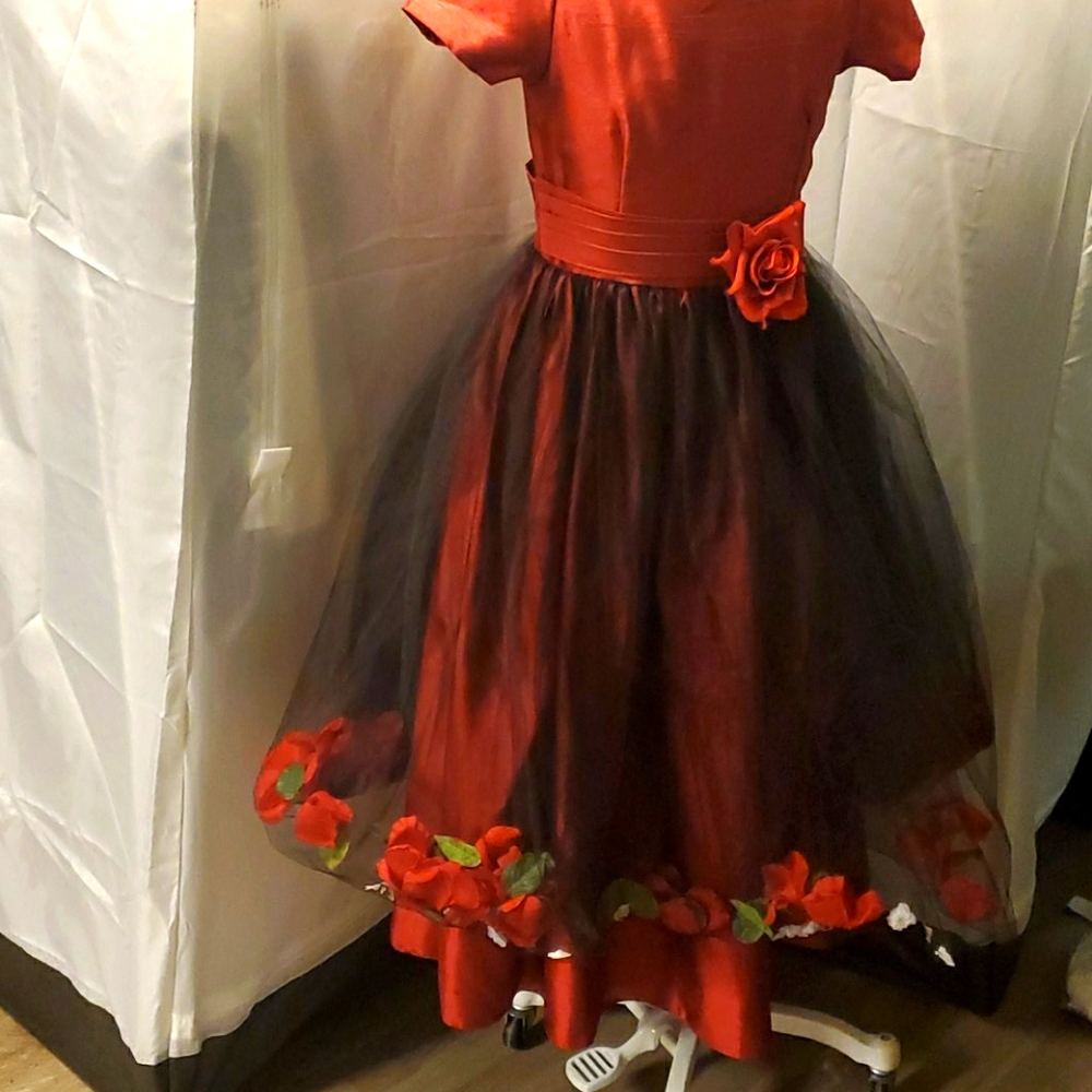 Silk-Look Poly Girls Overlay Dress